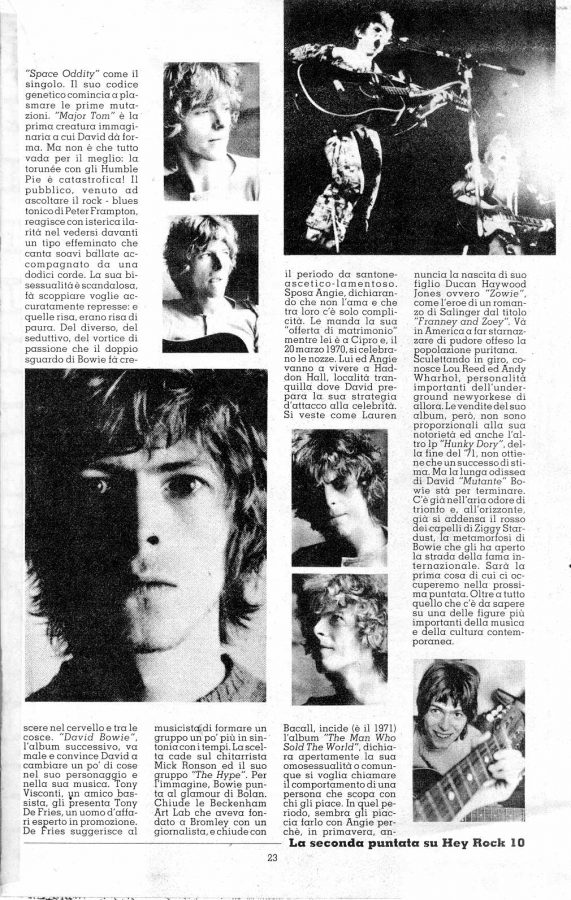 david bowie 1976 articolo stampa italiana