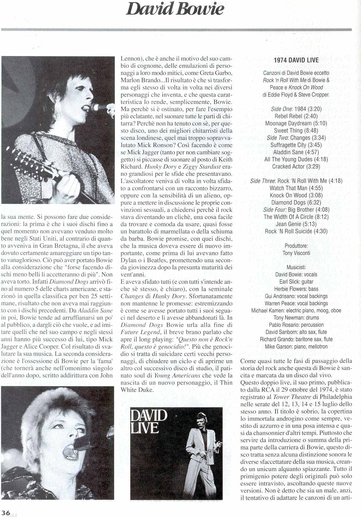 David Bowie, Musicbox, n. 0, ottobre-dicembre 2000 14