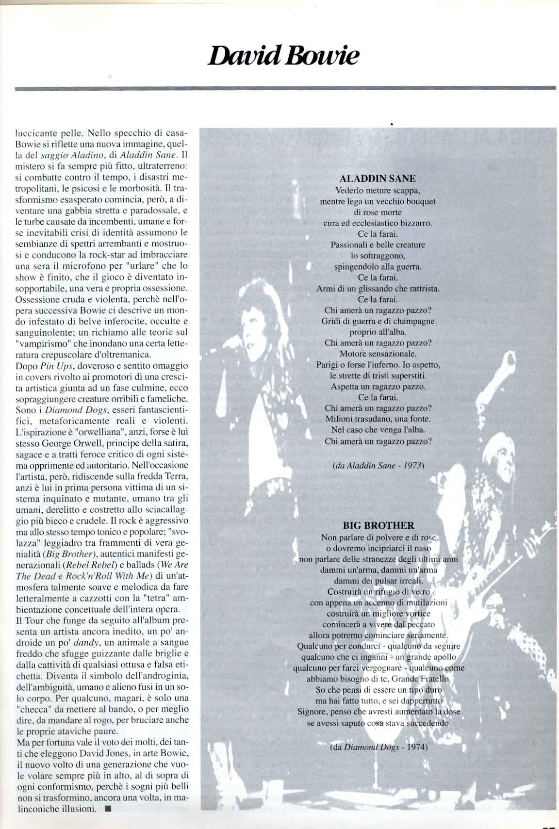 David Bowie, Musicbox, n. 0, ottobre-dicembre 2000 5
